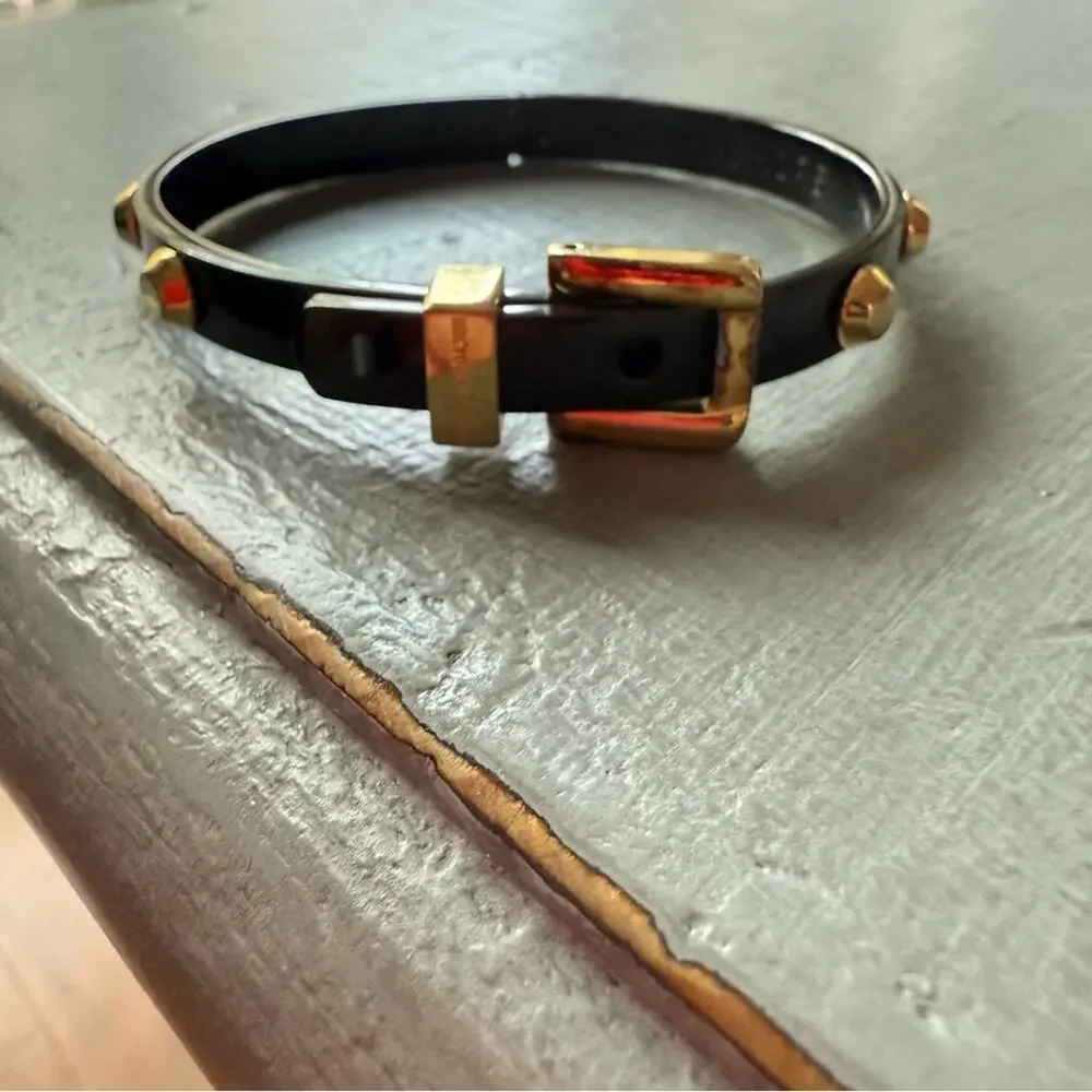 Michael Kors Black Buckle Hinged Bangle Bracelet